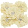 PATIKIL 3.5 Fiori Di Chiffon, 5 Pz Fiori Di Stoffa Applique Con Perle E Strass Per Cucire Abiti DIY Fascette Per Capelli Decorazioni Per Matrimoni E Feste, Beige