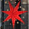 BRUBAKER Stella di Natale a LED da appendere, 60 cm, in carta, con 7 punte, stella dell'avvento 3D, a batteria, da appendere e illuminata, stella luminosa per finestra, colore: rosso