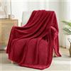 Exclusivo Mezcla Coperta in Pile, Rosso Scuro, Jacquard Goffrato, Morbida | 130x170 cm, Flanella, Leggera, Letto e Divano, Lavabile in Lavatrice, Tutte le Stagioni