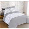 VISION Mia Grigio/Bianco - 100% cotone - Set Copripiumoni matrimoniale reversibile 200 x 200cm con 2 federe 65 x 65cm per letto matrimoniale - Tessuto morbido e confortevole - Certificato Oeko-Tex