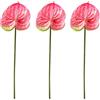 HAOSHICS Fiori artificiali di Anthurium Lily da 55,9 cm, Fiore permanente, 3 pezzi Bouquet di fiori di piante tropicali d'imitazione per centrotavola, decorazione floreale per matrimoni da sposa e