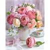 SYMON kit completo punto croce, fiori rosa, tela 11 ct, ricamo stampato principiante, 40 x 50 cm