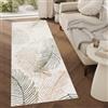 TAPISO Crystal Tappeto Runner Passatoia Pelo Corto Lucido Effetto 3D Design Moderno Motivo Floreale Foglie Palma tonalità Beige Verde Sala Corridoio Ingresso Oeko-Tex 70 x 180 cm