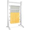 COSTWAY Portasciugamani Multifunzionale Elettrico 2 in 1, Portasciugamani Elettrico per Vestiti e Asciugamani 100 W, con 6 Sbarre, Struttura in Alluminio, Portasciugamani per Bagno, Argento