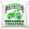 Vulfire Federa per Cuscino personalizzato Idea Regalo Simpatica per Marito, Fratello, papà, Fidanzato, Attenzione Io Non Russo Sogno di Essere Un Trattore - senza Imbottitura (40_x_40_cm, Bianco)