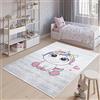 TAPISO Emma Tappeto Gioco Bambini Sala Giochi Cameretta Stanza Bambini Stampato Morbido Grigio Unicorno Rosa Chiaro Antiscivolo Lavabile in Lavatrice 140 x 200 cm