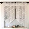 Vordesack Jacquard Panneaux con Nappa, Tenda a Pannello Corta con Motivo Floreale Ricamato, Tende da Bistrot con Cordoncino, 2 Pezzi, 100 x 80 cm (Altezza x Larghezza), Motivo Floreale
