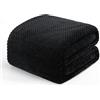 Exclusivo Mezcla Coperta in Pile, Nero, Jacquard Goffrato, Morbida | 150x200 cm, Flanella, Leggera, Letto e Divano, Lavabile in Lavatrice, Tutte le Stagioni