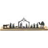 Generic Presepe di presepe con base in legno, set presepe di Natale in metallo nero per piccole persone, set di presepe di salice cammello per mensola e parete del tavolo