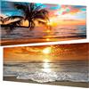 Pujeknm Set da 2 pezzi con diamanti da spiaggia (30 x 60 cm), pittura con diamanti 5D, per adulti, fai da te, mare, tramonto, diamante, per soggiorno, camera da letto, decorazione da parete (set da 2)