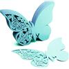 GIVBRO 50PC Farfalla Tavolo segnaposto Bicchiere da vino Carta di nome Bouquet Biglietto di auguri per Matrimonio Compleanno Tazza di Vetro Decorazione Accessori Blu