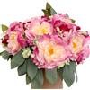 KP HOME Mazzo di Peonie Artificiali in Seta Tocco Reale - Fiori Finti Per Decorazioni con 12 Capolini Viola, Steli H 40 cm - Composizione per Interni ed Esterni, Tavola, Matrimoni, Eventi o Cimitero
