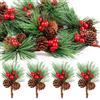 Huanmin 20 Pezzi Rami di Pino Artificiale di Natale, Bacche Natale Decorazioni, Rametti Decorativi Na-tale Con Pigne Per Ramo di Nat-ale per Ghirlanda Natalizia Fai da te