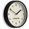 Jones Clocks® London Time Zone Orologio a parete | Piccolo orologio moderno a tondo | 20cm | Nero | Numeri facili da leggere | Ideale per cucine, uffici domestici e spazi di lavoro condivisi