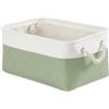 Mangata cestino portaoggetti in morbido tessuto, scatola con manici a corda, contenitori rettangolari per armadio, guardaroba, bagno, scaffale, 36 x 26 x 18 cm, verde e bianco
