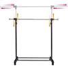 RELAX4LIFE Stand Appendiabiti con Ruote, Porta Abiti Estensibile con Portascarpe in Acciaio e Plastica, Altezza Larghezza Regolabile
