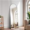 NASSYOU NIMURY Specchio da Terra, 150 x 40 cm Specchio ad Arco con Cornice in Alluminio Nero per Bagno, Camera da Letto, Ingresso e Corridoio