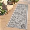 TAPISO Melissa Tappeto Corridoio Pelo Corto Passatoia Runner Design Vintage Mosaico Geometrico Nero Grigio Indoor Outdoor Corridoio Cucina Sala Terrazza Balcone Oeko-Tex 70 x 340 cm