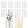 Oungy 8 cilindri in vetro per candele, vaso di vetro piccolo 10 cm di altezza, vaso in vetro trasparente, cilindri rotondi con fondo, piccoli vasi di vetro per decorazione della casa e dell'ufficio