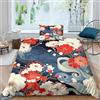 CRJUS Fiore Set Di Biancheria Da Letto Per Con Stampa 3D,Stile giapponese Copripiumino Con Cerniera, Incluso Copripiumino E Federe, Biancheria Da Letto Per Ragazzi E Ragazze Single（135x200cm）