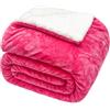 Exclusivo Mezcla Coperta Plaid Sherpa Morbido e Peluche, Coperta in Pile Spessa e Calda per l'Inverno, 130x150 cm, Fucsia