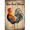 GLOBLELAND Targa In Metallo Vintage Rise And Shine Poster In Latta Da 12x8 Pollici con Pollo Retrò Targhe Decorative In Latta Da Parete per Casa Cucina Bar Caffetteria Club Decorazione Da Frutteto