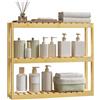 WOLTU Scaffale in Bambù a 3 Livelli, Scaffale a Parete con Ripiano Regolabile, Appeso o in Piedi, Bagno, Cucina, 60x15x54cm