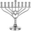 Sziqiqi Menorah 9 Braccia per Hanukkah: Menorah Piccola con Stella di David per Candele Hanukkah - Hanukkiah Candelabro Argento in Lega di Zinco 19 cm per Tavolo Viaggio Finestra