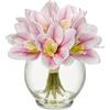 Oairse 9 fiori artificiali in vaso vero tocco, orchidea finto Cymbidium fiore in vaso di vetro con finta acqua seta rosa finta Phalaenopsis disposizione per casa matrimonio tavolo centrotavola decorazione