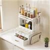 BAKAJI Credenza Scaffale Portaspezie in Metallo Salvaspazio, Scaffalatura Organizer Portatutto con Vetrinetta Trasparente per Cucina, Base Antiscivolo e Cassetto, 41 x 28 x 52 cm (Bianco)
