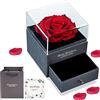 WEIWUXIAN Scatola regalo con rosa, eterna vera rosa conservata, con sacchetto regalo e biglietto di auguri scritto a mano, per San Valentino, festa della mamma, Natale