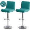 Levoberg Fodera per sgabello da bar con schienale impermeabile, copertura per seggiolone da bar estensibile, fodera per sedia da sala da pranzo girevole lavabile, 2 pezzi, blu pavone