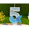 HUATEEN Candele Numeriche a Tema Sirena,Candele di Compleanno con Numeri 5 Candele per Cupcake Blu Metallizzato e Argento Topper per Torte di Compleanno & Cupcake (Adulti/Bambini)