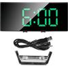 Cyrank Orologio digitale ampio display, sveglia digitale a LED, funzione luminosa a specchio Orologio curvo elettronico intelligente per camera da letto di casa