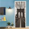 A.Monamour Adesivo Porta Autoadesiva 3D Ponte Di Brooklyn A New York Vinile PVC Adesivi per Porte Interne Pellicola Adesiva Poster Sticker Murale Parete Carta da Parati