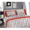 Home Tresor Completo Lenzuola Matrimoniali in Flanella Set Letto Invernale Caldo e Morbido 2 Piazze 100% Cotone Felpato Anti-Pilling Fantasia Cuori Tirolese - Rosso