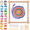 SUNOYA Telaio per Tessitura in Legno, Telaio per Tessitura, Telaio in Legno, con 12 Colori di Filato Fatto a Mano Fai da Te, 28 x 25 cm, con Pettine, Navetta per Telaio, per Principianti e Bambini