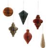 NICROLANDEE Decorazioni natalizie, 6 lanterne di carta a nido d'ape, ornamenti con bordo glitterato, mini decorazioni per albero di Natale da appendere per Natale, vacanze, feste e Capodanno