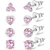 JETBON Set di orecchini a perno da donna in argento Sterling 925, ipoallergenici, con zirconia cubica, 5 paia di orecchini a cerchio in argento di diverse dimensioni, per piercing multipli, regali per lei
