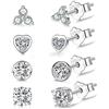 JETBON Set di orecchini a perno da donna in argento Sterling 925, ipoallergenici, con zirconia cubica, 5 paia di orecchini a cerchio in argento di diverse dimensioni, per piercing multipli, regali per lei