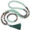JSDDE Set Rosario Collana Mala tibetano 108 perline in pietre naturali 8 mm bracciale elastico di perle di cristallo per uomo donna rosario 108 grani buddisti con ghianda amuleto gioielli da preghiera