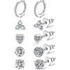 JETBON Set di orecchini a perno da donna in argento Sterling 925, ipoallergenici, con zirconia cubica, 5 paia di orecchini a cerchio in argento di diverse dimensioni, per piercing multipli, regali per lei
