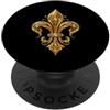 Club Fleur-De-Lys Emblema estetico Fleur-De-Lis con eleganti pergamene barocche PopSockets PopGrip Adesivo