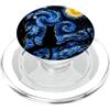 StarryAx1 Black Cat Starry Night Van Gogh Moon Art Meow Mamma Papà PopSockets PopGrip per MagSafe