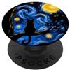 BlackCatStarryAx1 Divertente gatto nero notte stellata Van Gogh luna arte mamma papà miao PopSockets PopGrip Adesivo