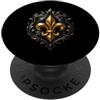Club Fleur-De-Lys Emblema Fleur-De-Lis nero con pergamene gotiche PopSockets PopGrip Adesivo