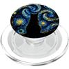 StarryAx2 Black Cat Starry Night Van Gogh Moon Art Meow Mamma Papà PopSockets PopGrip per MagSafe