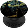 StarryAx1 Black Cat Starry Night Van Gogh Moon Art Mom Dad Meow PopSockets PopGrip Adesivo