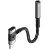 PremiumCord Adattatore USB-C a Stereojack 3,5mm e USB-C con Chip DAC, Adattatore Per Cuffie Aux, Compatibile con Tutti I Dispositivi Android e Ios, Argento, 10 cm