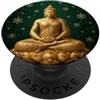 Buddha Designs by Kajiro Buddha invernale fiore di loto - fiocchi di neve - buddismo buddista PopSockets PopGrip Adesivo